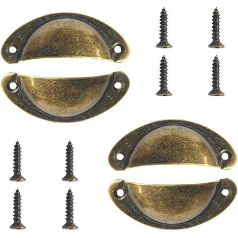 Set mit 4 Retro-Muschelgriffen – Bronze, Griffe für Schubladen, Schränke, Möbel (1/5)