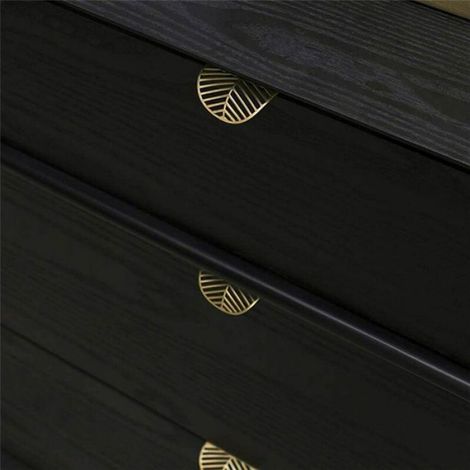 4pcs Forme des Feuilles Cabinet Pulls Laiton Noir Poignées De Meubles De Cuisine Porte De Cuivre Tirettes De Tiroir (1/4)