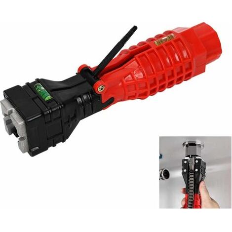 Outil Clé De Plomberie Robinet à Douille de 18 in 1, D'Installation de Robinet et d'Évier Multifonctionnel,Pour Cuvette de Toilettes D'Évier Salle de Bain Cuisine Plomberie (rouge) (1/5)