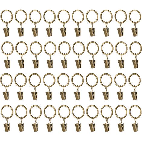 40 Gardinenstangenringe mit Klemmen, Metall, 25 mm Innendurchmesser (1/4)