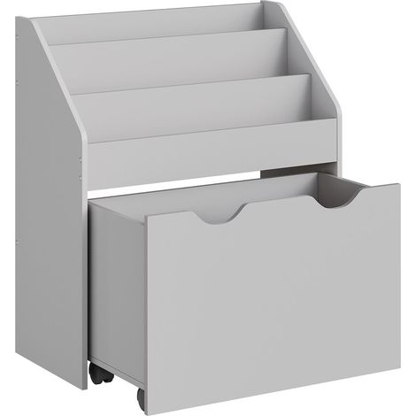 SONGMICS Étagère pour Jouets, 3 Compartiments Bibliothèque pour Enfants, Boîte à Jouets Mobile, avec roulettes, Multi-Usage, pour Chambre d'enfant et Salle de Jeux, Gris Tourterelle (1/5)