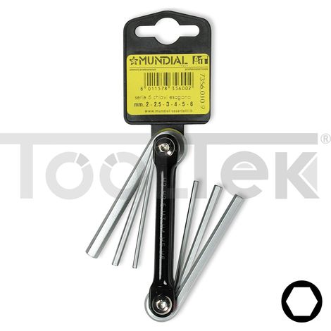 SET SERIE CHIAVI MASCHIO A BRUGOLA ESAGONALE SATINATA 2-6mm MUNDIAL (1/3)