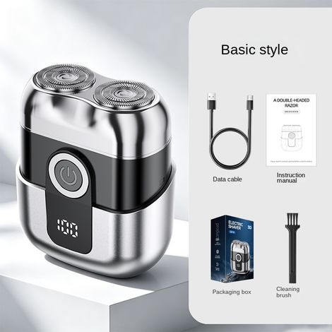 Rasoir électrique étanche pour homme, mini rasoir portable à tête magnétique, tondeuse compacte et pratique pour rasage quotidien, argenté (1/5)