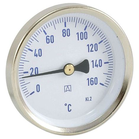 AFRISO Bimetall-Solar-Thermometer - Gehäuse Stahlblech verzinkt (Ø 63 mm), 1/2'' x 40 mm, Skala 0-160 °C, BLAU (1/2)