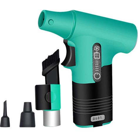 Souffleur d'air Comprimé, 130 000 TR/Min avec Batterie 3000mAh, Soufflette et Aspirateur à 3 Vitesses Ajustables pour Voiture, Maison, Clavier, PC - Vert (1/5)