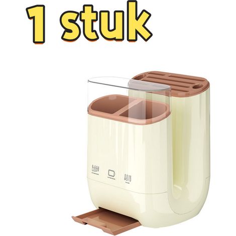 Étagère de rangement de cuisine avec organisateur pour planches à découper égouttoir de plan de travail et support pour baguettes couteaux et planches dimensions 19 x 19 x 28 cm couleur jaune crème 1 (1/5)