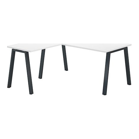 Bureau d'angle blanc avec retour simple L 160 x P 160 piètement métal anthracite - Arch - Maxiburo