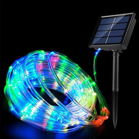 Guirlande solaire extérieure étanche, cordon lumineux multicolore pour jardin, décoration de Noël et terrasse, 10m, 8 modes, résistante aux intempéries (1/5)