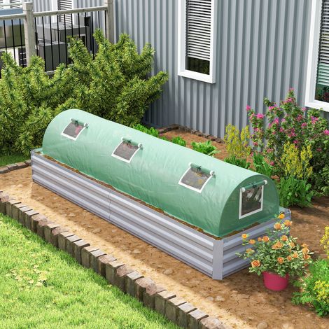 Invernadero Pequeño para Cultivo de Plantas con 5 Ventanas Marco de Acero y Cubierta de PE Anti-UV 300x80x45 cm Verde (1/5)