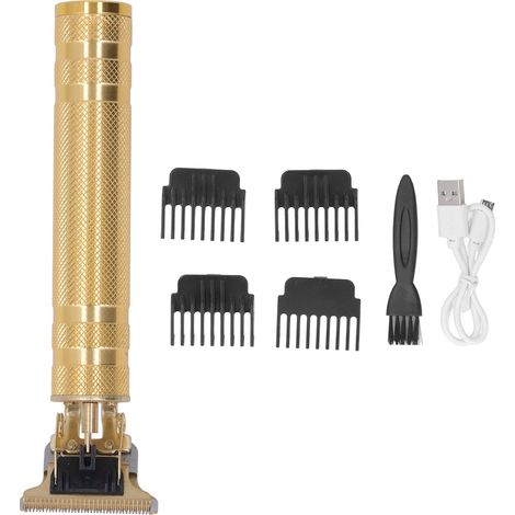 Tondeuse à Cheveux Professionnelle USB Rechargeable, Compacte et Portable pour Hommes - Design Doré Métallique (1/5)