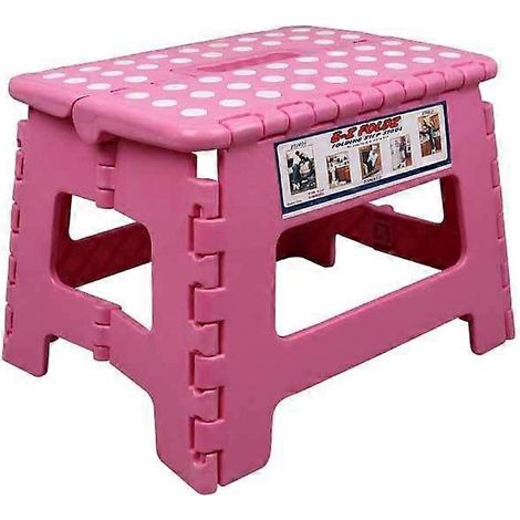 Tabouret pliable, aide la monte(Rose), repose pieds, pour jardin, cuisine, salle de bain,150 kg, pliable, pour enfants et adultes (1/5)