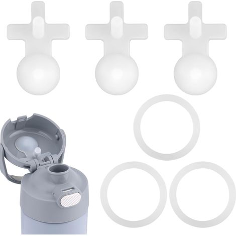 Ersatzdeckel und 3 O-Ring-Dichtungen für die 473 ml (16 oz) Thermos Funtainer Isolierflasche aus Edelstahl, Silikondichtung und Verschlusskappe. Zubehör für Trinkflaschen.