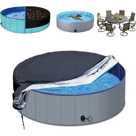 Telo di copertura rotondo per piscina - Telo di copertura gonfiabile portatile e resistente - Con coulisse, antivento e antipolvere - 160x30 cm (1/5)