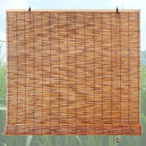 Store Bambou Exterieur Rideau De Roseau Venitien Bois Stores Romains Rideaux Paille Respirant Jalousie pour Terrasse/Pergola/Jardin/Fenêtre/Porte/Cuisine/Balcon A18 Customizable