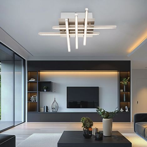 Plafoniera dimmerabile da soggiorno moderna plafoniera argento, LED 30W 1900Lm bianco caldo, LxLxH 40x40x8 cm (1/5)