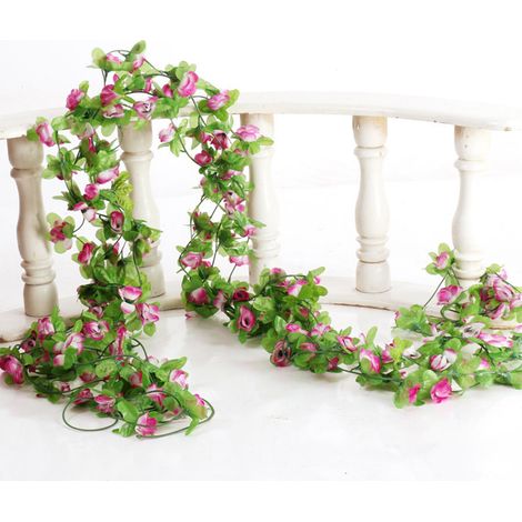 Guirlande Fausse Rose - Vigne Artificielle en Soie et Plastique - 230 cm - Rose Rouge Rose Blanche Violet Jaune - 4 Pièces (1/5)