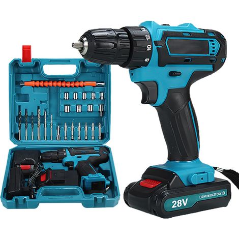 Perceuse Visseuse Sans Fil 21v, Perceuse Électrique Sans Fil Avec 2 Batterie + 24 Accessoires, 25+3 Réglages De Couple,Lampes Led, Perceuse Pour Bricolage (600w)