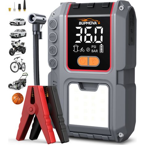 BUPMOVA S300-B – Démarreur de batterie 8000A, compresseur 150PSI, power bank, lampe LED 3 modes, 10 protections – Pour voiture, moto, camion (1/5)