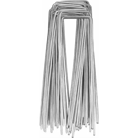 50er-Pack Zeltnägel, Bodenanker für Zelte, Gartenanker, 3 mm, 15 cm lang, Stahl, Silber (1/5)