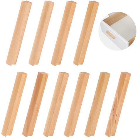 10 Stück Möbelgriffe aus Holz, Holzgriff für Schrank, Lochabstand 128 mm Möbelgriffe Holzschränke, Küchengriffe aus Holz Universell für Schränke (1/5)