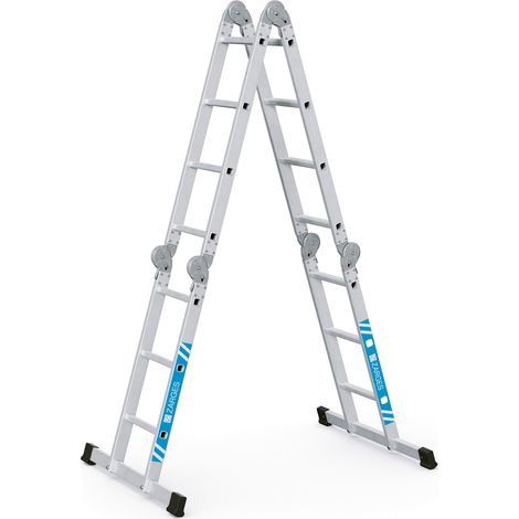 Vielzweckleiter Multitec M Alu.Sprossen 2x3+2x4 gekl.H1220xB800xT260mm Holzbelag (1/5)
