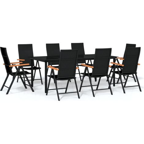 Conjunto de comedor de jardín de 9 piezas para exterior color negro 020014124 (1/5)