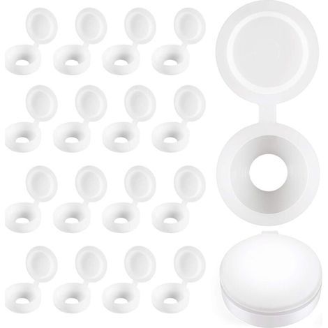 Cache-vis à Charnière en Plastique Plier les Couvercles à Vis Laveuse Flip Tops Blanc (1/4)