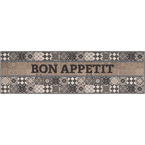 vidaXL Tappeto da Cucina Grigio buon appetito 150 x 45 cm (1/3)