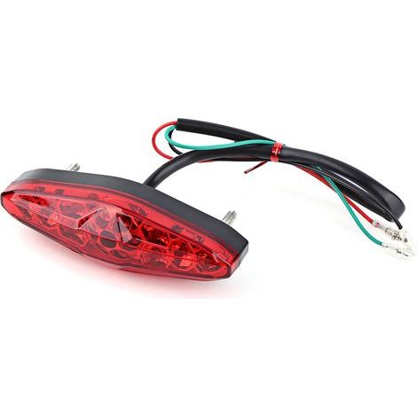 Fanale posteriore Aramox, 12V 15 LED, luce posteriore per moto, ATV, moto da cross, universale, fumé (rosso). (1/5)