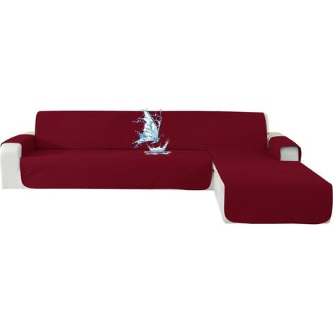 Ecksofa Überwurf L-Form wasserdicht, rutschfest, für Hunde & Katzen, 2-Sitzer, burgunderrot (1/5)
