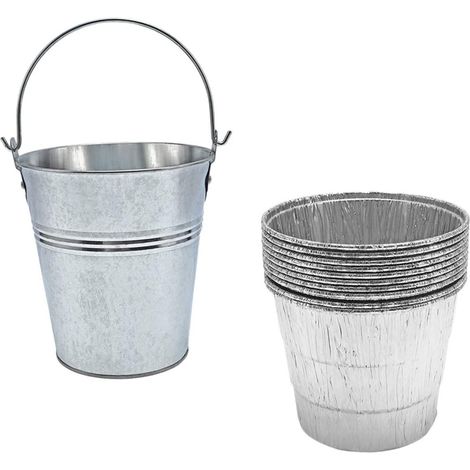 Seau de récupération des graisses Churrasco avec 10 sacs en aluminium jetables