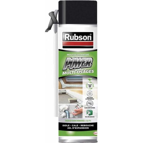 Rubson – Mousse polyuréthane expansive 500ml – Insonorisation pour espaces confinés – Durcit par humidité – Aérosol blanc