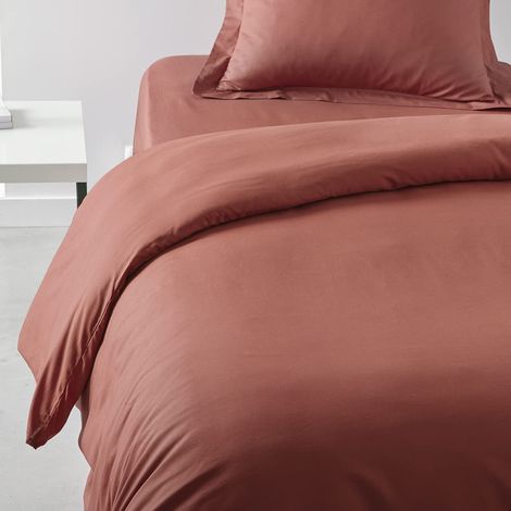 Housse de Couette 140X200 1 Personne Coton Terracotta (1/3)