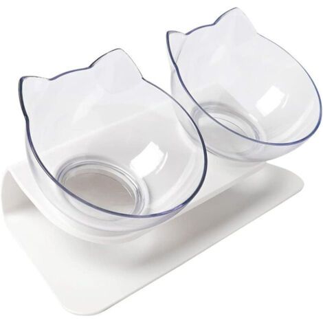 BUNTHAUS Bol surélevé pour chat, design ergonomique pour le cou, transparent.