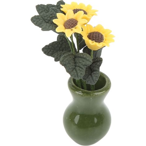 Pot de tournesol miniature réaliste pour maison de poupée (échelle 1/12), idéal pour la décoration intérieure. (1/5)