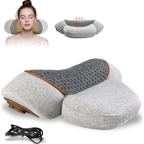 Masajeador de cuello con calefacción, almohada de masaje cervical 2025 con vibración, masajeador eléctrico de cuello y espalda para aliviar el dolor (gris)