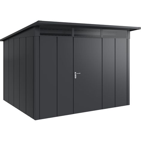 Hörmann Metall-Gerätehaus "Juno" mit Pultdach, JPD13 - Design, 310 x 262 cm (B x T), anthrazit, 1-flüglige Tür, Anschlag rechts (1/5)