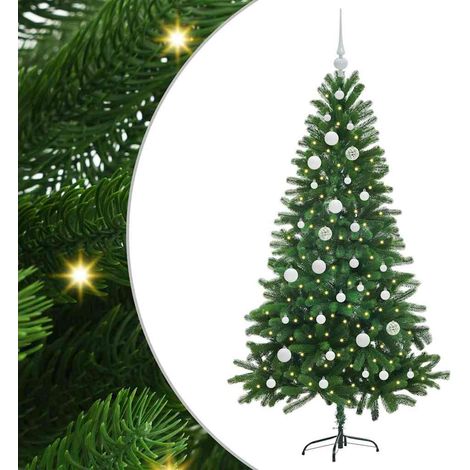 Albero di Natale Albero natalizio Albero festivo con 150 LED con supporto Verde 150 cm PE (1/5)