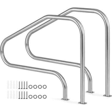 COSTWAY Corrimano per Piscina in Acciaio Inox, Max 180 kg, Ringhiera di Sicurezza con Base Separata per Spa e Parco Acquatico, Accessori Inclusi per Diverse Superfici (Base Separata)