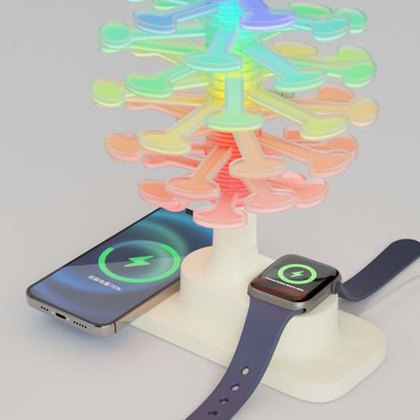 Lampe de Chevet avec Chargeur sans Fil 15W, Veilleuse RGB avec Lampe d'ambiance à Arbre Rotatif Lampe de Nuit pour Enfants avec variateur Lampe de Table LED Intelligente (1/5)