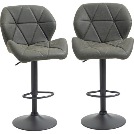Sgabelli da Bar Altezza Regolabile Verde Militare, Seduta Finta Pelle, Schienale Poggiapiedi, Base Metallo, 51,5x57,5x93-114,5 cm (1/5)