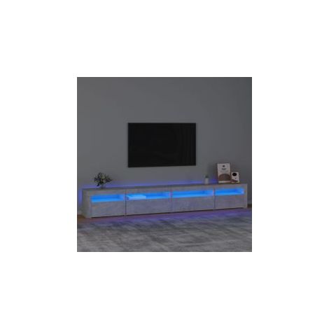 Meuble TV avec lumières LED Gris béton 270x35x40 (1/5)