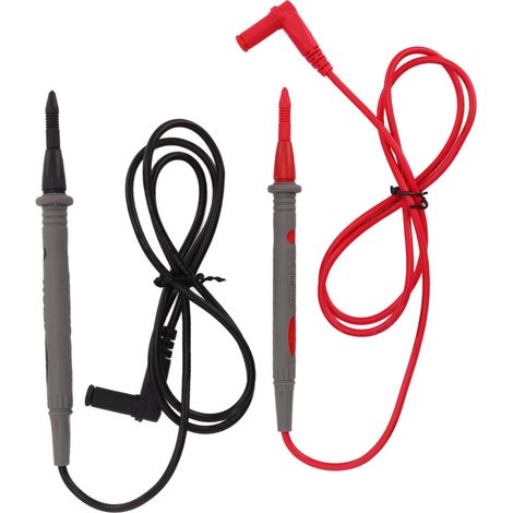 Jeu de 5 cordons de test universels J.30023, fiches bananes 4mm 10A, pointes de mesure 2mm pour multimètre numérique, usage industriel. (1/5)