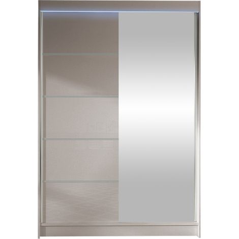 Armoire Closico Salvor III, Cachemire, 200x120x58cm, Portes d'armoire: Coulissantes, Nombre d'étagères: 5, LED: Disponible