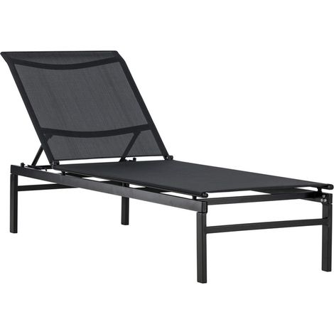 Chaise Longue en Métal "Massimo" 189cm Noir (1/5)