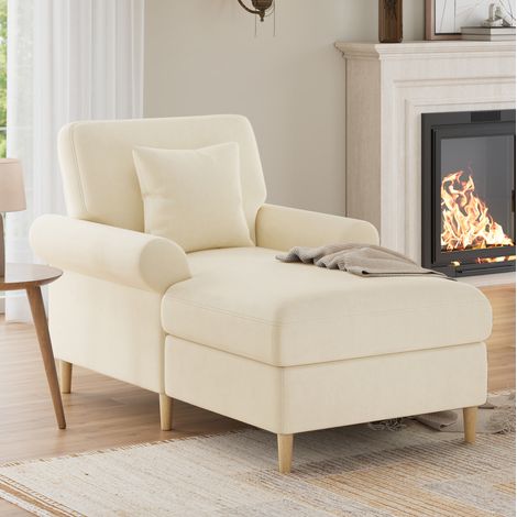 Gepolsterter Relaxsessel, klappbarer Schlafsessel, bequemer Lesesessel, Lounge-Sessel, XXL großer Lesesessel, samtbezogener Lounge-Sessel, Sitzsack für Wohn- und Schlafzimmer, Beige (1/5)