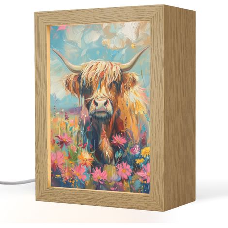 TABLE LAMP Scottish highlander - Nature - Colorful - Flowers 15x20 cm