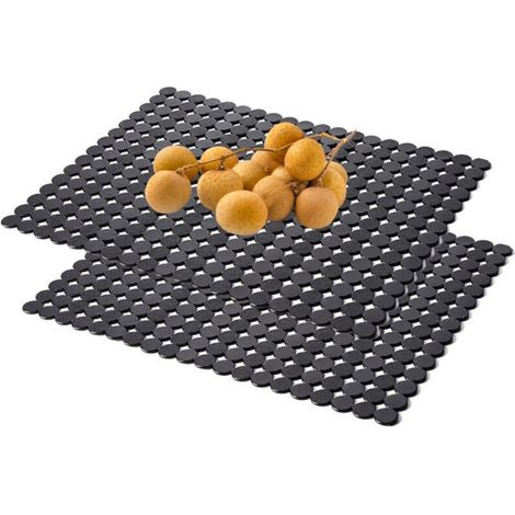 Tapis d'évier - Protection d'évier - Égouttoir à vaisselle - Accessoires de cuisine - PVC écologique - Noir - 30 x 40 cm - Lot de 2