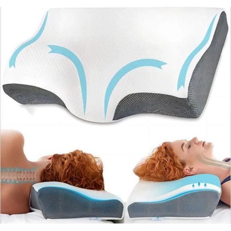 Ergonomisches Kissen – FOLAYA – Memory-Schaum – Schmerzlinderung – Anti-Schnarchen – 60 x 35 x 12 cm (1/5)