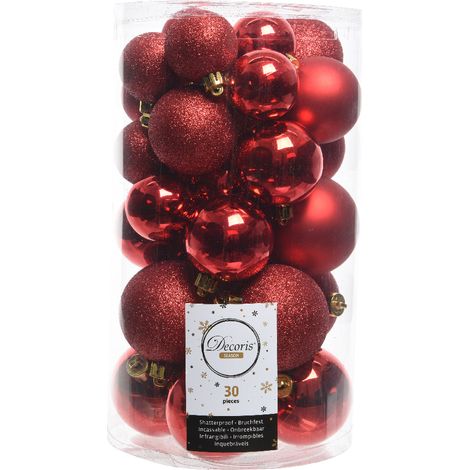 30 PALLINE ROSSO OPACO/LUCIDO/GLITTERATO